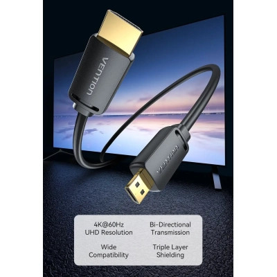 Кабель мультимедійний HDMI A to HDMI C (mini), 1.5m V2.0 4K 60Hz 18Gbps HDR Dolby Vention (AGHBG)