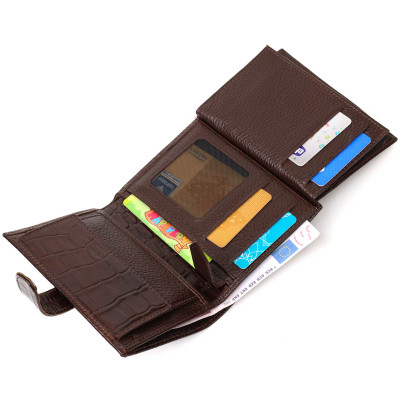 Портмоне Bond Accessories З натуральної шкіри Коричневе (22058)