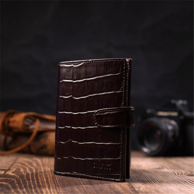 Портмоне Bond Accessories З натуральної шкіри Коричневе (22058)