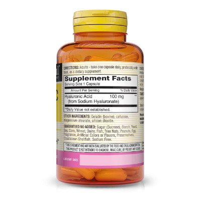 Вітамін Mason Natural Гіалуронова кислота 100мг, Hyaluronic Acid, 30 капсул (MAV-17778)