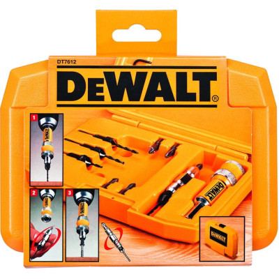 Набір свердл DeWALT пілотних із зенкерами FLIP&amp;DRIVE, 12 шт, кейс (DT7612)