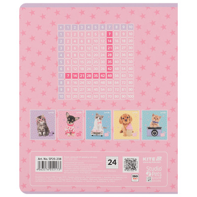 Зошит Kite Studio Pets, 24 аркуші, клітинка (SP25-238)