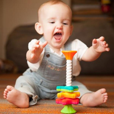 Розвиваюча іграшка Fat Brain Toys Пірамідка-спиннер тактильна MiniSpinny (F134ML)