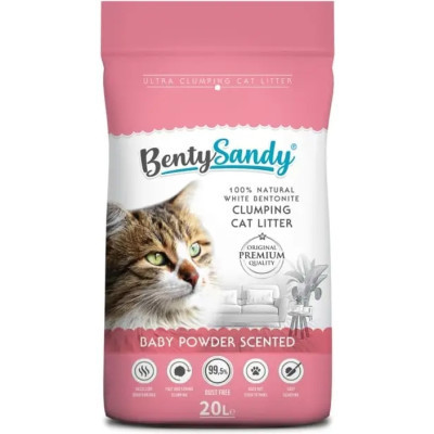 Наповнювач для туалету Benty Sandy Baby Powder Scented кольорові гранули 20 л/17.2 кг (BS-20004)