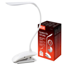 Настільна лампа ColorWay LED Flexible &amp; Clip with built-in accumulator 500mAh (CW-DL04FCB-W)