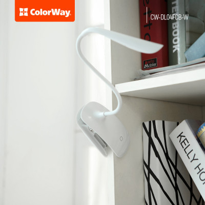 Настільна лампа ColorWay LED Flexible &amp; Clip with built-in accumulator 500mAh (CW-DL04FCB-W)