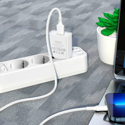 Зарядний пристрій BOROFONE BA74A Aspirer single port charger set(iP) White (BA74ALW)