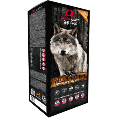 Напіввологий корм для собак Alpha Spirit Semi-Moist Multi-protein Box 9 кг + консерва (8436586310134)