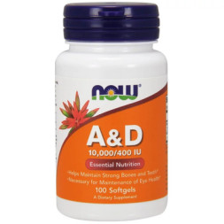 Вітамін Now Foods Вітамін А і Д, A &amp; D, Essential Nutrition, 10,000 / 400 МE, (NOW-00350)
