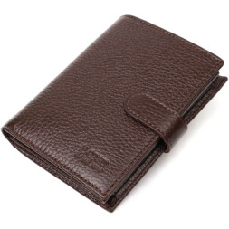 Портмоне Bond Accessories З натуральної зернистої шкіри Коричневе (22056)