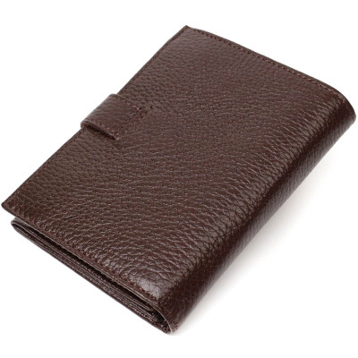 Портмоне Bond Accessories З натуральної зернистої шкіри Коричневе (22056)