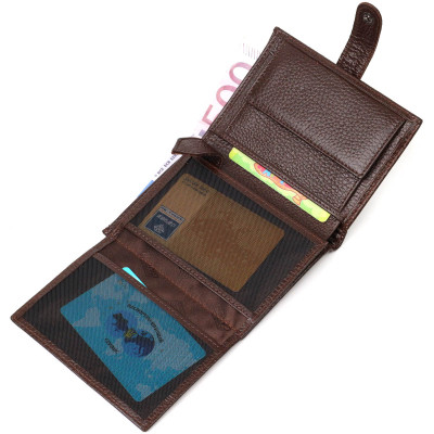 Портмоне Bond Accessories З натуральної зернистої шкіри Коричневе (22056)