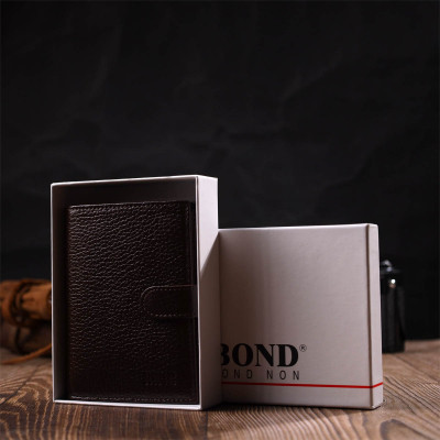 Портмоне Bond Accessories З натуральної зернистої шкіри Коричневе (22056)