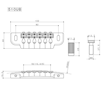 Бридж для гітари Gotoh 510UB GG