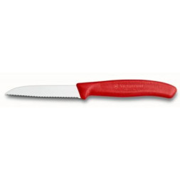 Кухонний ніж Victorinox SwissClassic для овощей 8см, волнистое лезвие, красный (6.7431)