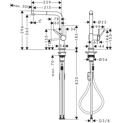 Змішувач Hansgrohe Talis M54, сталь (72808800)