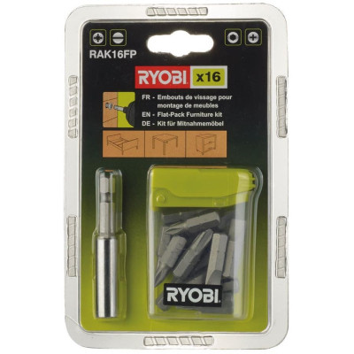 Набір біт Ryobi RAK16FP 15шт, 25мм, магнітний тримач 60мм (5132002679)