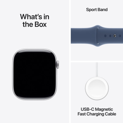Смарт-годинник Apple Watch Series 10 GPS + Cellular 42mm Silver Aluminium Case with Denim Sport Band - S/M (MWX33QH/A)