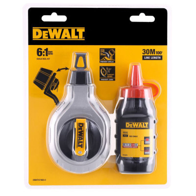 Шнур розміточний DeWALT 30м, в комплекті крейдяний порошок. (DWHT47408-0)