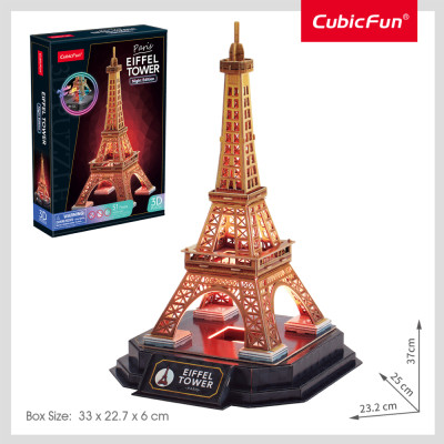 Пазл Cubic Fun Тривимірний пазл Night edition Ейфелева вежа із LED-підсвічуванням (L534h)