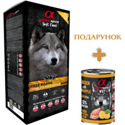 Напіввологий корм для собак Alpha Spirit Semi-moist Free Range Poultry Box 9 кг + консерва (8436586310127)
