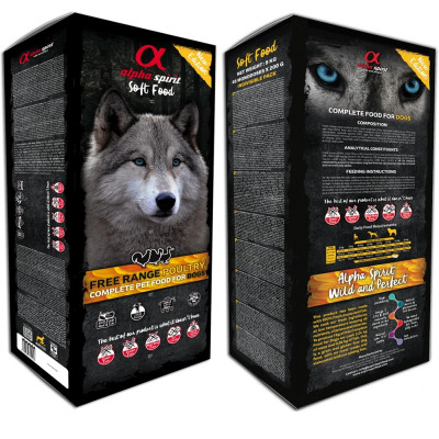 Напіввологий корм для собак Alpha Spirit Semi-moist Free Range Poultry Box 9 кг + консерва (8436586310127)
