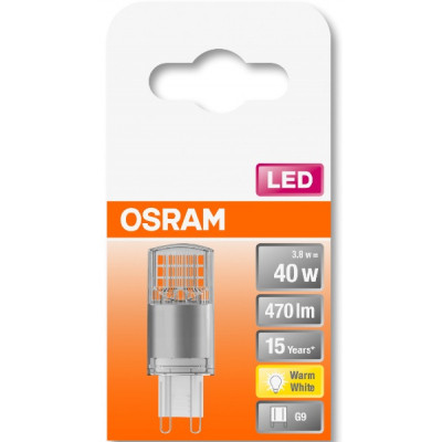 Лампочка Osram LEDPIN40 3,8W/827 230V CL G9 10X1 (4058075432390)