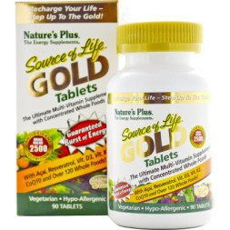 Мультивітамін Natures Plus Мультивітаміни Вегетаріанські, Source of Life Gold, 90 табле (NAP-30711)