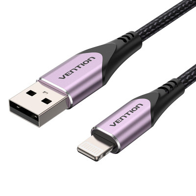 Дата кабель USB 2.0 AM to Lightning 2.0m 2.4A Aluminum Alloy Purple Vention (LABVH)