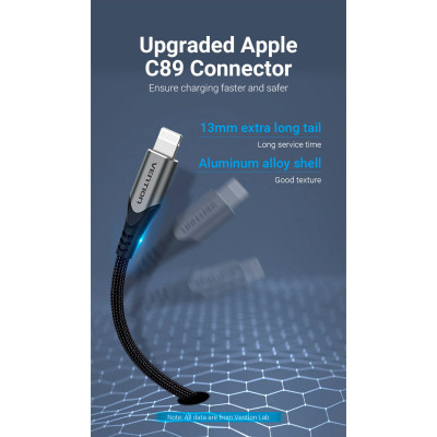 Дата кабель USB 2.0 AM to Lightning 2.0m 2.4A Aluminum Alloy Purple Vention (LABVH)