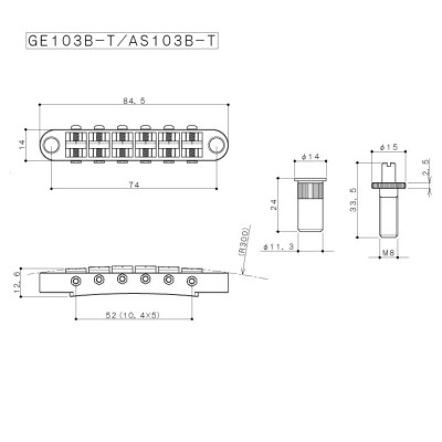 Бридж для гітари Gotoh AS103B-T CK