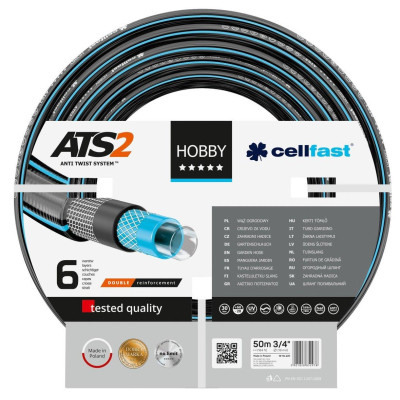 Шланг для поливу Cellfast HOBBY ATS, 3/4&#039;, 50м, 6 шарів, до 30 Бар, -20…+60°C (16-221)