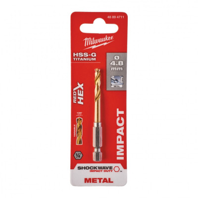 Свердло Milwaukee по металу RedHEX HSS-G TiN, 4,8мм (48894711)