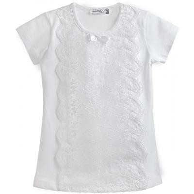 Кофта дитяча Matilda з мереживом з коротким рукавом (10497-152G-white)