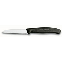 Кухонний ніж Victorinox SwissClassic для овощей 8см, волнистое лезвие, черный (6.7433)