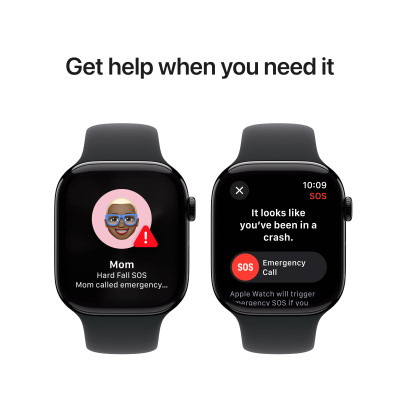 Смарт-годинник Apple Watch Series 10 GPS + Cellular 42mm Jet Black Aluminium Case with Black Sport Band - S/M (MWX63QH/A)