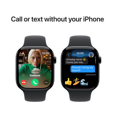 Смарт-годинник Apple Watch Series 10 GPS + Cellular 42mm Jet Black Aluminium Case with Black Sport Band - S/M (MWX63QH/A)