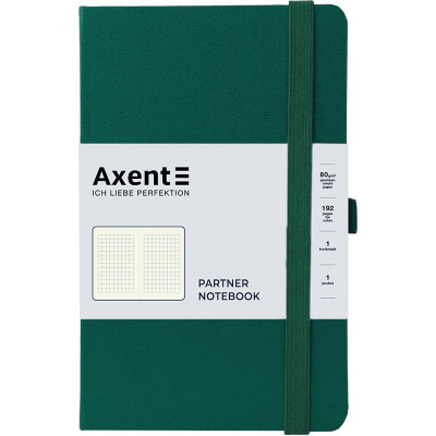 Книга записна Axent Partner 125x195 мм 96 аркушів, клітинка зелений ліс (8201-61-A)