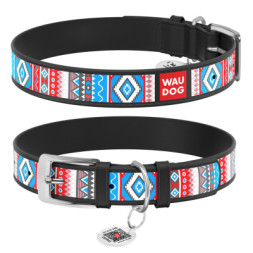 Нашийник для тварин WAUDOG Design з QR паспортом &quot;Етно&quot; S Ш 15 мм Д 26-35 см чорний (37741)