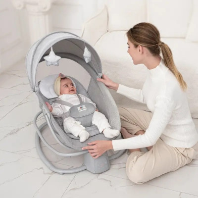 Крісло-гойдалка Mastela Заколисуючий центр-шезлонг 4 в 1 light gray (Mastela 8113)