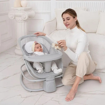 Крісло-гойдалка Mastela Заколисуючий центр-шезлонг 4 в 1 light gray (Mastela 8113)