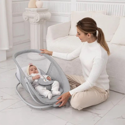 Крісло-гойдалка Mastela Заколисуючий центр-шезлонг 4 в 1 light gray (Mastela 8113)