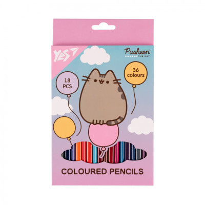 Олівці кольорові Yes Pusheen Balloons двосторонні 18 шт. 36 кол (290751)