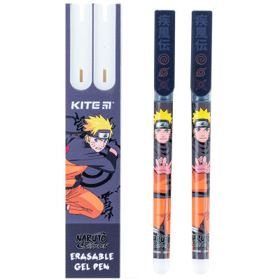 Ручка гелева Kite пиши-стирай Naruto синя, 2 шт у пеналі (NR24-069)