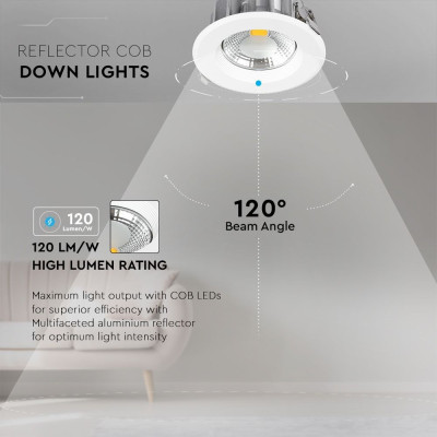 Світильник точковий V-TAC LED 10W, SKU-1272, 230V, 6.4K, 1200Lm (3800157611947)