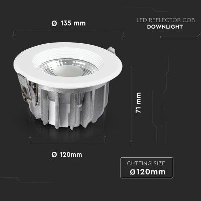 Світильник точковий V-TAC LED 10W, SKU-1272, 230V, 6.4K, 1200Lm (3800157611947)