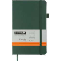 Книга записна Buromax Etalon 125x195 мм 96 аркушів в лінію обкладинка зі штучної шкіри Зелена (BM.291260-04)