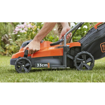 Газонокосарка Black&amp;Decker акумуляторна 36 В, 2.5 Ач, 32 см, 2 АКБ та ЗП (BCMW3336L2)