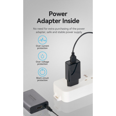 Адаптер HDMI via UTP up to 60m w/Power adapter(RX/TX) V1.4 1080p 60Hz 3D DD7.1 Vention (AKGH0-EU)
