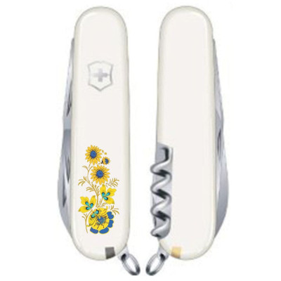 Ніж Victorinox Spartan Ukraine White &quot;Квіти&quot; (1.3603.7_T1050u)